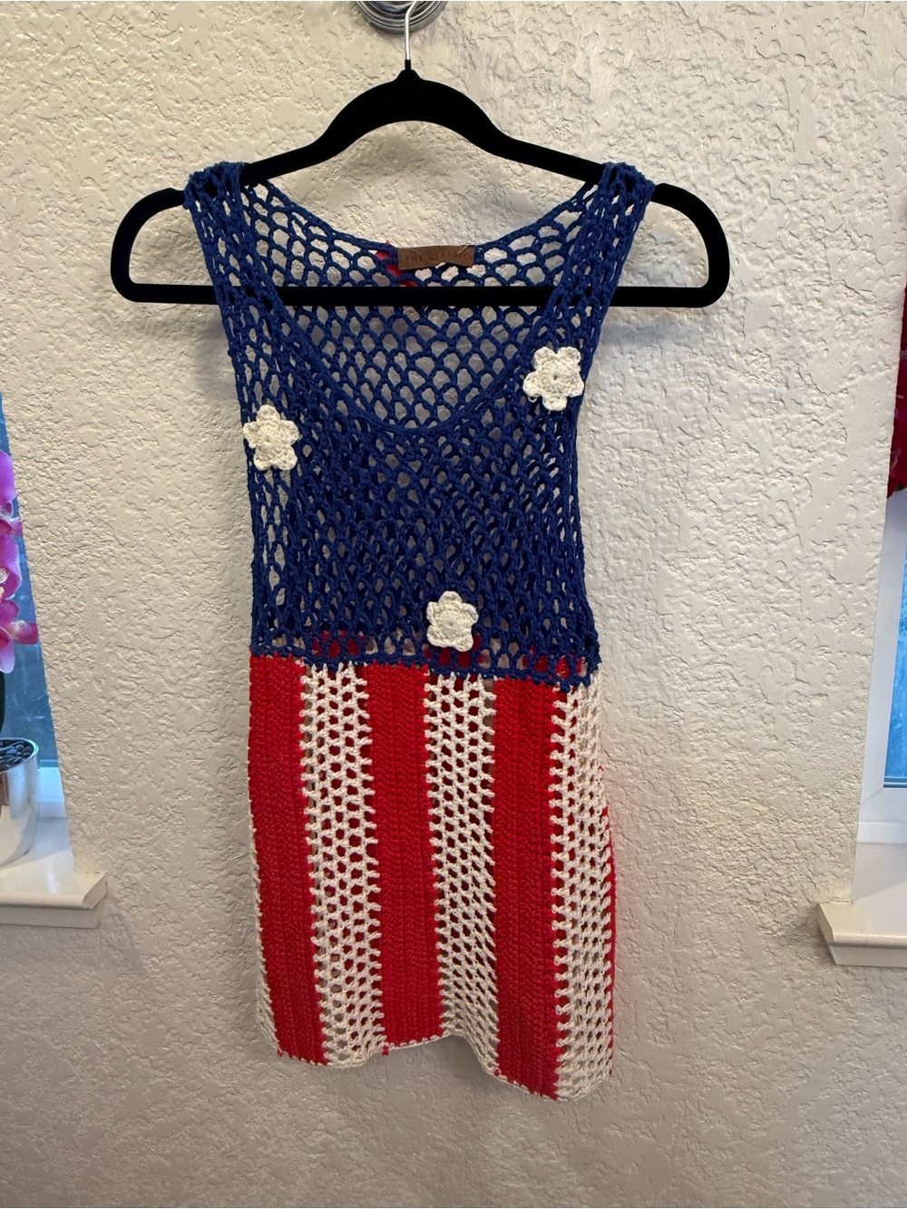 American Flag Handmade RedWhiteBlue Crochet Tank Top&Cover-Up  Small The Classic - Picture 4 of 16